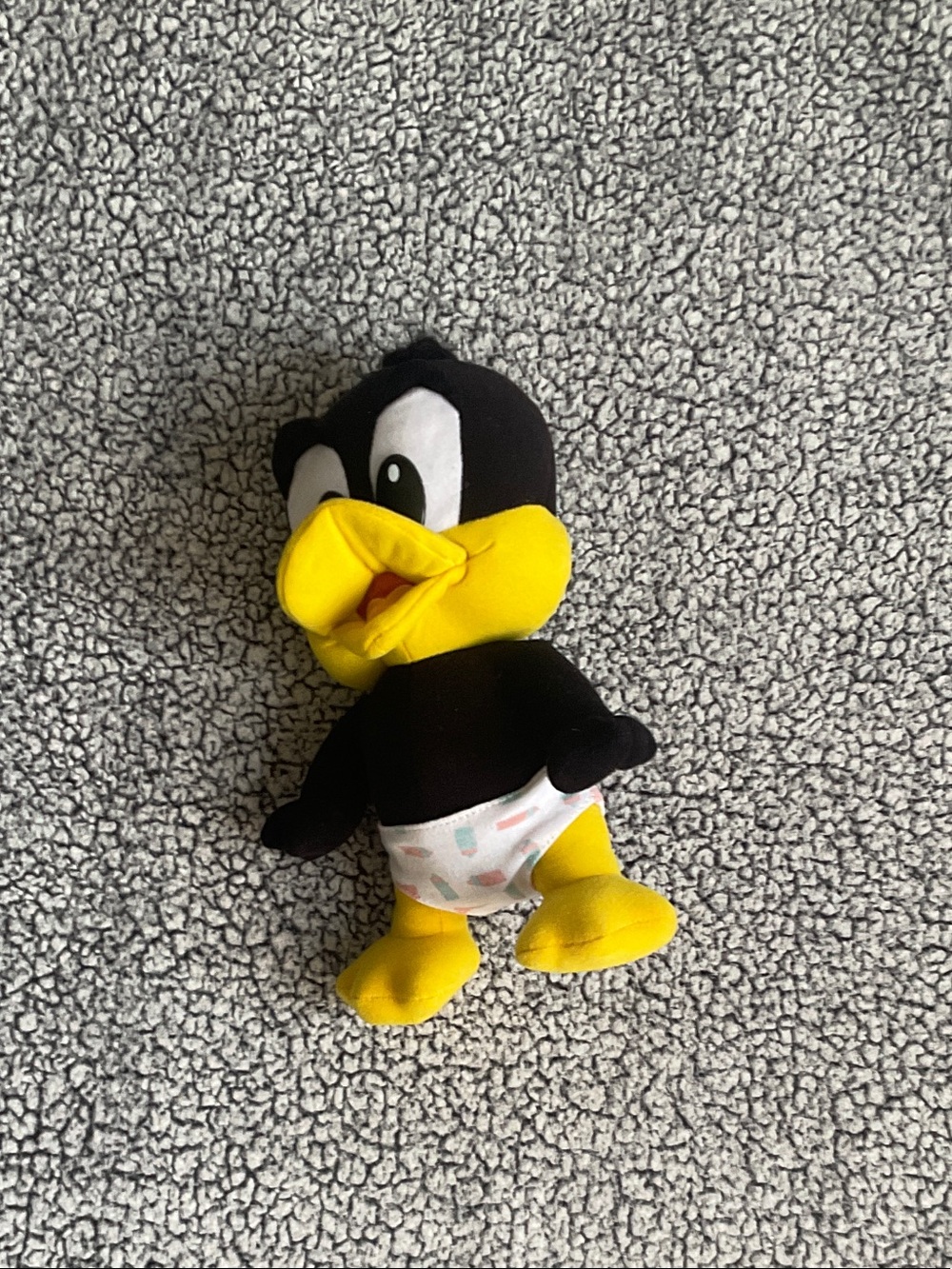 Plush Baby Duck Toy - Black & Bright Yellow